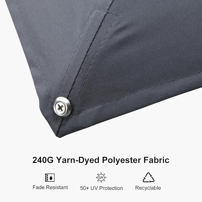 PURPLE LEAF 8' X 8' Patio Umbrella Outdoor Cantilever Umbrella, Aluminum Offset Umbrella with Champagne Frame and 360° Rotation for Pool Deck Garden, Grey