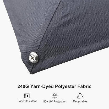 PURPLE LEAF 8' X 8' Patio Umbrella Outdoor Cantilever Umbrella, Aluminum Offset Umbrella with Champagne Frame and 360° Rotation for Pool Deck Garden, Grey