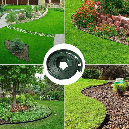 Landscape Edging 66FT,Garden Edging Borders [Extra Tall 4IN High] with 100 pcs Plastic Stakes, Lawn Edging Flexible DIY Fence for Landscaping,Flower Bed,Grass,Gravel,Tree Surrounding-Green