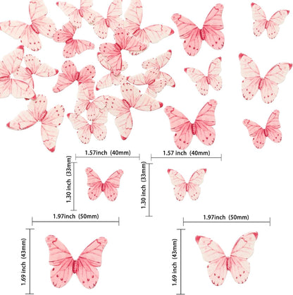 Ephlyn 40Pcs Edible Butterfly Cupcake Toppers 3D Butterfly Cake Picks Mixed Color Cake Decorations for Baby Shower Wedding Kids Birthday Party Supplies Pink
