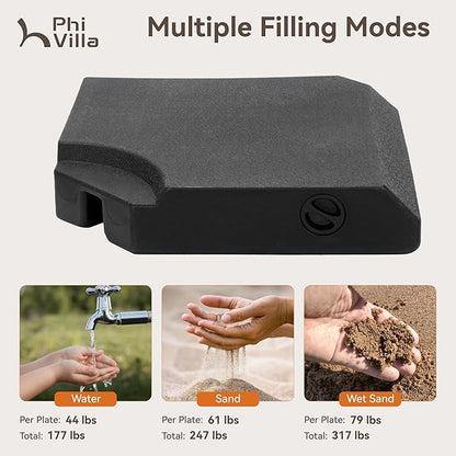 PHI VILLA 10ft Patio Umbrella with Base. 360° Rotation & 7-Level Tilt Outdoor Cantilever Umbrella with Easy Crank Handle. Square Offset Umbrella Heavy Duty for Garden Poolside Backyard (Grey)