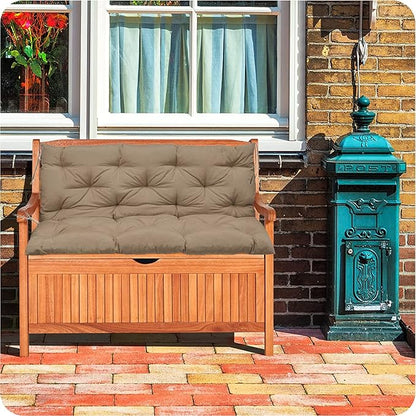 Swing Replacement Cushions with Backrest, 2 or 3 Seater Waterproof Non-Slip Overstuffed Swing Pad, Indoor/Outdoor Bench Cushion for Porch Chair Swings Garden Furniture (Khaki, 40 * 71 in)