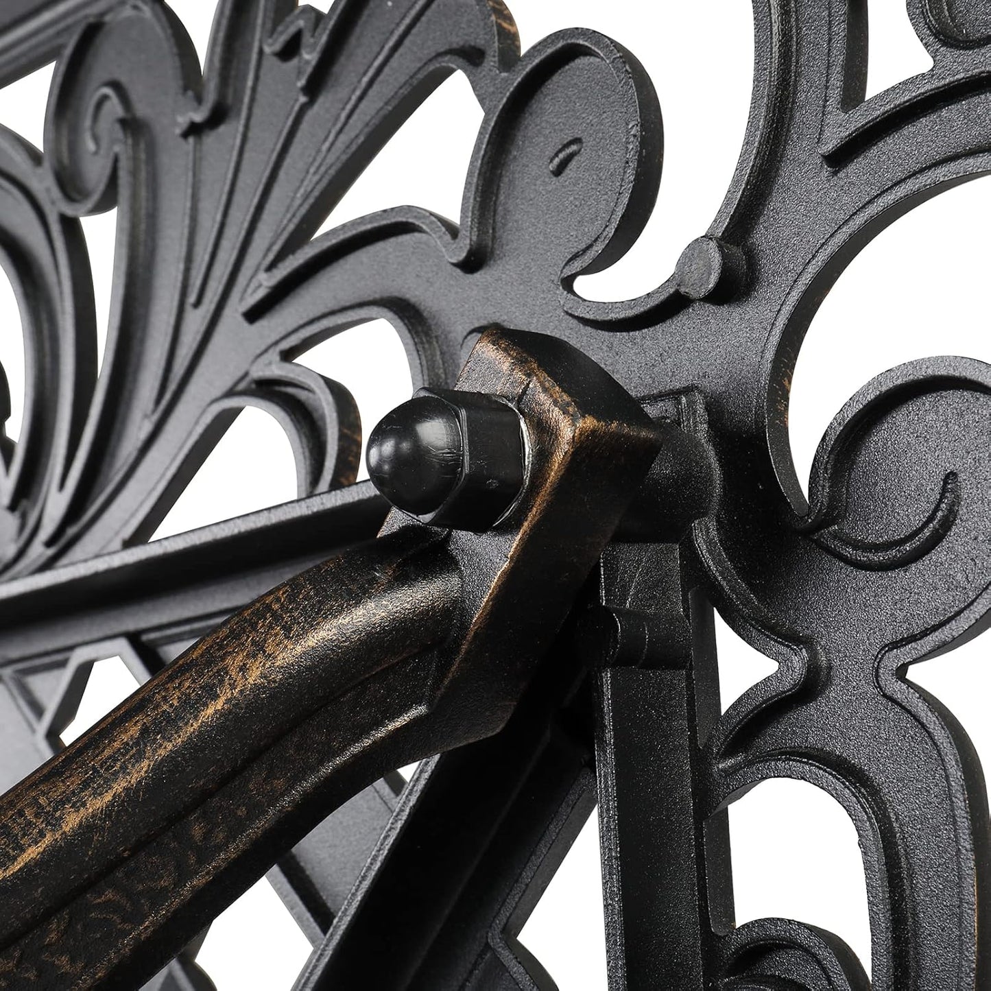 Outvita 59inch Patio Dinning Table, Outdoor Cast Aluminum Large Rectangle Table with Umbrella Hole and Antique Design for Backyard Pool Balcony Deck