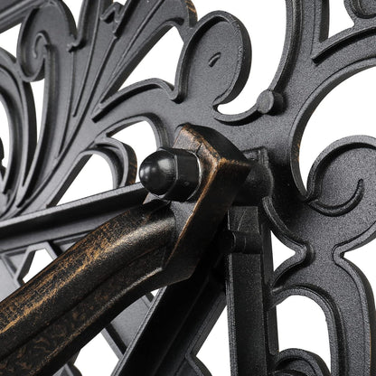 Outvita 59inch Patio Dinning Table, Outdoor Cast Aluminum Large Rectangle Table with Umbrella Hole and Antique Design for Backyard Pool Balcony Deck