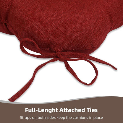 RACE LEAF Patio Chair Cushions 17x17 4 Pack, Thickened Outdoor Seat Cushions Water Resistant Stain Resistant Non-Slip Ties (Red)