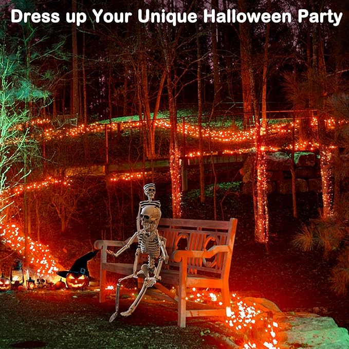 BlcTec Halloween Lights Indoor Outdoor 300 LED 108FT, Orange Halloween String Lights with 8 Modes, UL Certified, Connectable Plug, Waterproof & Timer for Yard Porch Haunted House Holiday Decorations