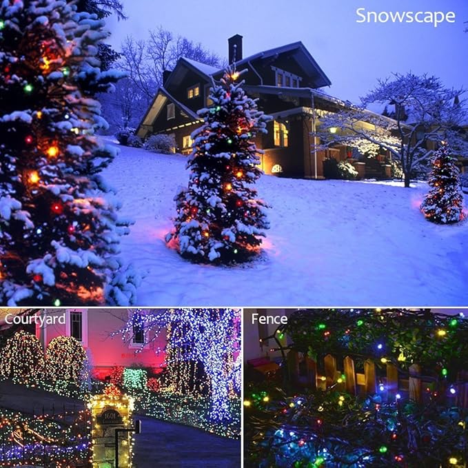 Fairy Lights Outdoor String Lights 33ft 100 LED with Memory Modes Controller, Extendable Christmas Lights Decorations for Wedding, Christmas, Valentine, Patio, Indoor Outdoor (Black Wire - Multicolor)
