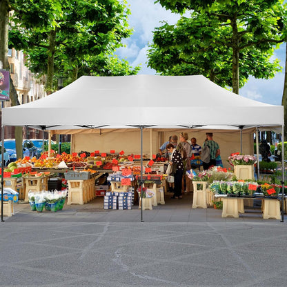 COBIZI 10x20 Pop up Canopy Tent Heavy Duty Without Sidewalls, Easy Set-up Commercial Outdoor Party Tent, 100% Waterproof Wedding Gazebo, 3 Height Adjustable with Wheeled Bag, White