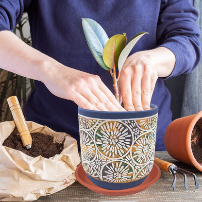 2 Pack of Plant Saucer 12 inch, 12 inch Plastic Plant Drip Trays, Heavy Duty Plant Trays for Indoors no Holes, Plant Water Tray for Planters (Terracotta)