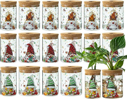 Christmas Vase, Christmas Themed Propagation Stations, Glass Propagation Vases for Plants, Cuttings, Desktop Planter Vase for Home & Office Decor, Set of 18 (9 Large & 9 Small)