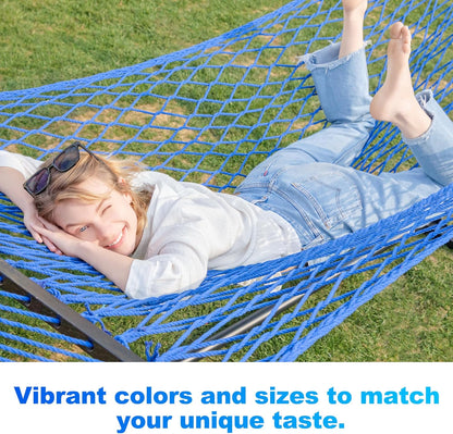 14ft Cotton Rope Hammocks for 2 Person (Blue, Queen)