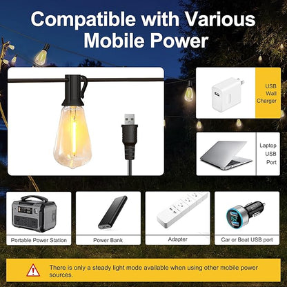 Stright Solar Powered String Light 240FT with Remote Control 8 Light Modes, Weatherproof Shatterproof ST38 LED Bulb, Total 60 Sockets, 1 to 4 Splitter cord String Lights (End to End 60FT, Total 240FT)