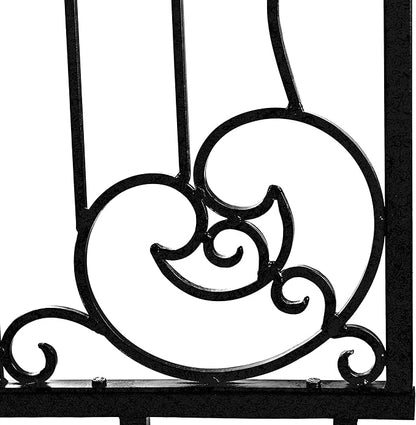 H Potter Black 8 Foot Tall Garden Trellis Wrought Iron Heavy Scroll Metal Decoration Lawn Patio and Wall Decor Screen for Rose Clematis Ivy Weather Resistant Patio Wall Art X Large (X-Large Black)