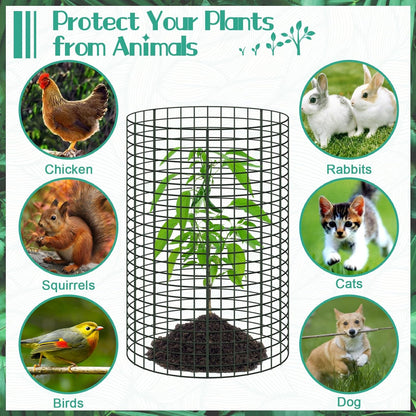 10 Packs 24"x 12" Large Wire Plant Protectors Wire Plant Cages Mesh Plant Cage Chicken Wire Cloche with Ground Stakes and Nylon Ties Protect Plants,Garden,Shrubs and Vegetables from Animals-30PCS