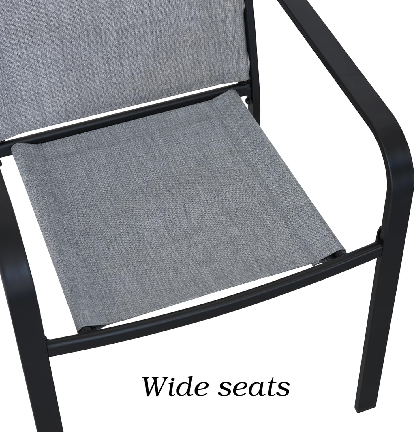 7-Piece Outdoor Dining Set, 48'' Round Table with 6 Stackable Chairs All Weather Furniture Set - Grey