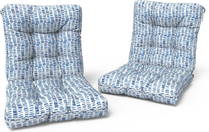LVTXIII Outdoor Adirondack Chair Cushions, L42 x W21 x H4 Patio Tufted Low Back Cushions, Seasonal Replacement Rocking Chair Cushion for Home Garden Furnitue, Set of 2, Pebble Blue