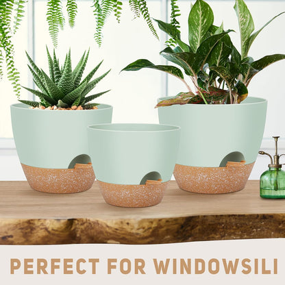 12" 10" 9" Large Self Watering Plant Pots, 3 Pack Flower Pots Planters with Multi Mesh Drainage Holes for Indoor Outdoor Garden Plants and Flowers.