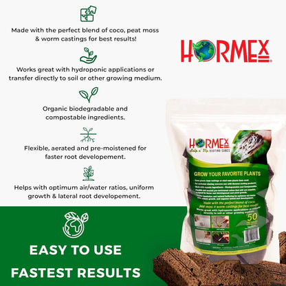 Hormex Rooting Powder #3, Rooting Cubes & Shears Combo - Rooting Hormone for Common Houseplant Cuttings | Root Starter Cubes for Home & Garden Plants | Precision Straight-Blade Shears (50 Grow Plugs)