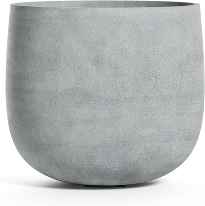 Mondo Large Planter – Concrete Stone Finish – Fiberglass Indoor/Outdoor and Weather-Resistant Round Planter (39.4" D x 40" H Exterior, 37.8" D x 39.4" H Interior)