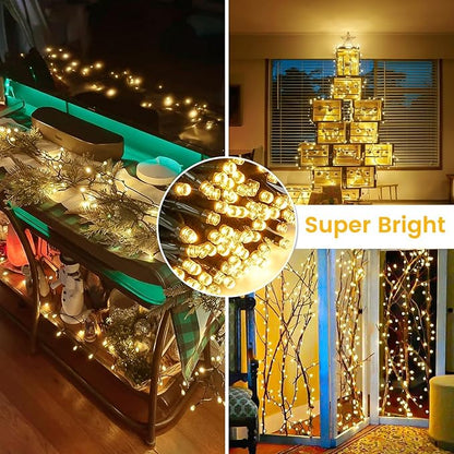 Connectable 240LED 88Ft 13Modes Christmas Lights Outdoor Indoor | Extendable Green Wire Christmas String Lights with Timer | Twinkle Fairy Light Plug in for Xmas Tree Garden Decor Party (Warm White)