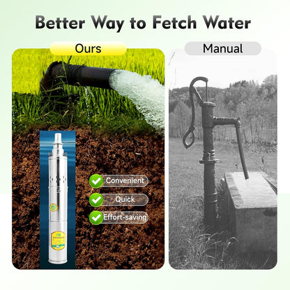 Solar Water Pump Deep Well, DC 24V 370W Stainless Steel Screw Pump 213ft Lift 2850 RPM Flow Deep Well Submersible Solar Water Pump Farm Ranch Irrigation Pump Kit