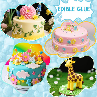 Edible Glue for Cake Decorations - 5 oz Super Adhesive Edible Fondant Flowers Cake Decorations, Fast Drying Edible Glue for Fondant, Icing Decorations, Cake Decorating - 140ml