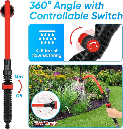 2 in 1 Bendable Watering Wand Heavy Duty, for Garden/Car Use with 10 Spray Patterns, 29In Long Hose Nozzle Sprayer,Fits 3/4” Quick Coupling/Garden Hoses