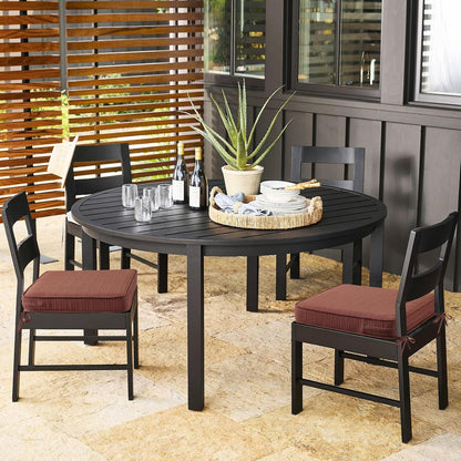 Outdoor Square Corner Seat Cushion, 18.5"x16"x3", Set of 4, Non Slip Seat Cushion Pads with Removable Cover for Patio Furniture, Garden Yard Lawn, Dark Yellow Tan Stripe