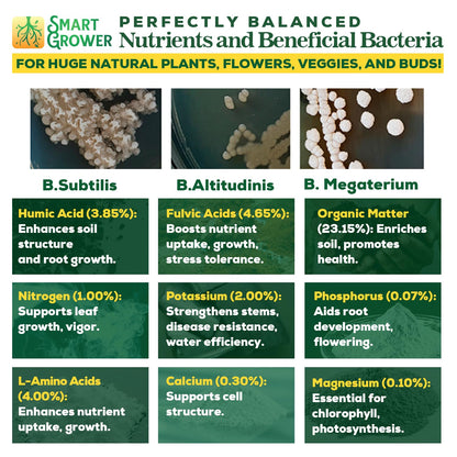 Organic Liquid Plant Food for Indoor Plants & Gardens, Natural NPK Fertilizer w/Beneficial Microbes, Rapid Results, Vegan, Best Value Super Concentrate, Smart Grower, Makes 80 Gallons (16 Fl Oz)