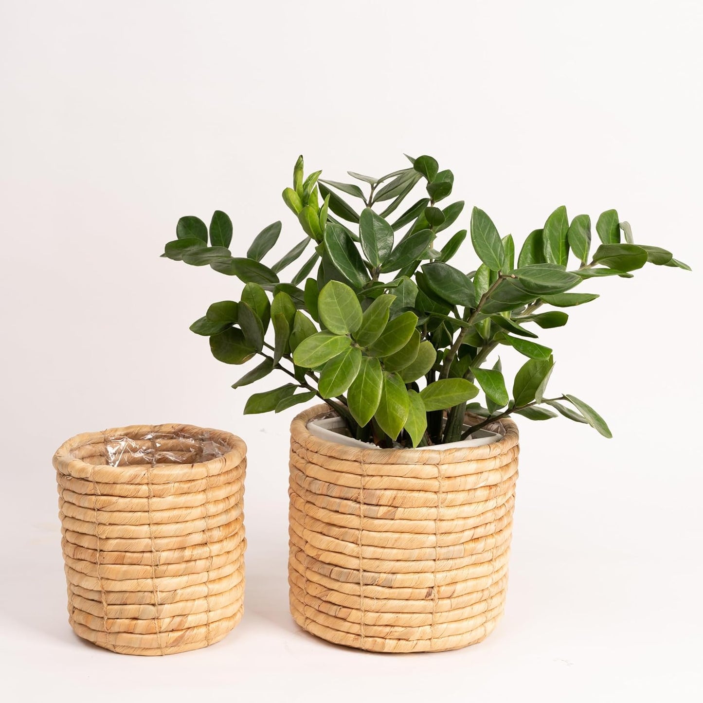 Set of 2 Water Hyacinth Planter Pot Indoor for Plant, Flower, Succulent, Basket Planter, Decorative Pot Cover (Natural)
