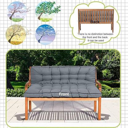 Swing Replacement Cushions with Backrest, 2 or 3 Seater Waterproof Non-Slip Overstuffed Swing Pad, Indoor/Outdoor Bench Cushion for Porch Chair Swing Garden Furniture (Light grey, 40 * 70.8in)
