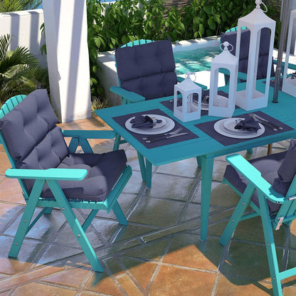 LVTXIII Patio Tufted High Back Seat Cushion Set of 2 Outdoor Rocking Chair Cushions, Replacement Adirondack Chair Cushion with Ties for Garden Balcony Chairs Use, 44” L x 22” W, Navy Textured