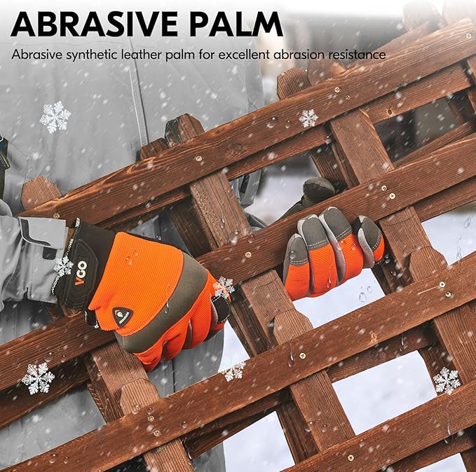 Vgo... 1Pair 5℃/41°F Winter Work Gloves Men, Cold Weather Waterproof Safety Work Gloves,Cold Storage or Freezer Glove