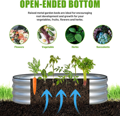 SnugNiture Galvanized Raised Garden Bed, 4x2x1ft Oval Metal Planter Box for Planting Outdoor Plants Vegetables