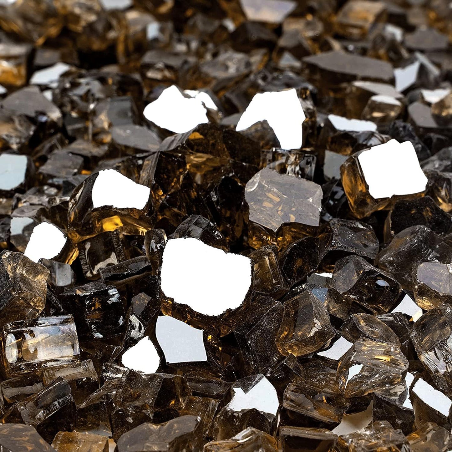 Mr. Fireglass 10 Pounds Fire Glass - 1/4 Inch High Luster Reflective Tempered Glass Rocks for Fireplace Fire Pit Table and Landscaping, Bronze