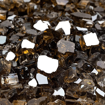 Mr. Fireglass 10 Pounds Fire Glass - 1/4 Inch High Luster Reflective Tempered Glass Rocks for Fireplace Fire Pit Table and Landscaping, Bronze