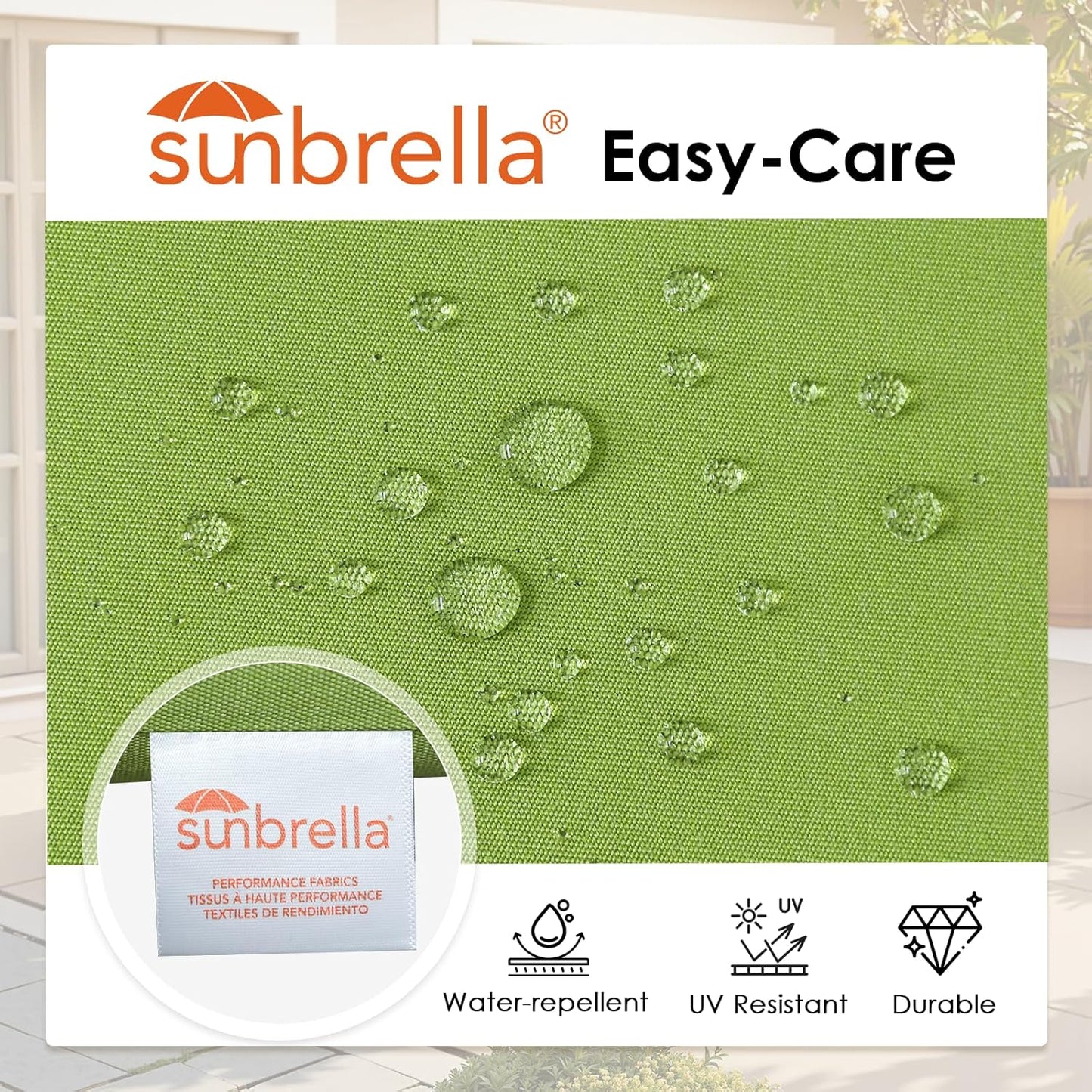 Outdoor Sunbrella Square Corner Seat Cushion, 19"x19"x3", Set of 4, Non Slip Seat Cushion Pads with Removable Cover for Patio Furniture, Garden Yard Lawn, Canvas Ginkgo