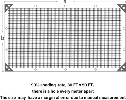 winemana Black Shade Cloth 90%, 30x50 FT Mesh Tarp - Garden Shade for Greenhouse, Patio, Vegetables, Plants Cover and Chicken Coops, Sunshade Net for Outdoor Protection with Reinforced Grommets