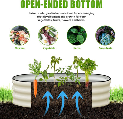 SnugNiture Galvanized Raised Garden Bed, 4x2x1ft Oval Metal Planter Box for Planting Outdoor Plants Vegetables