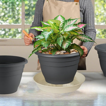 4 Pack Plant Saucer 8 inch, 10 12 14 17 inch, Plant Stand Plastic Plant Saucers for Indoors Outdoor, Heavy Duty Flower Planter Drip Trays for Pots, Pot Saucers for Plants, Grow Bags Saucers