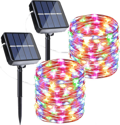 Joomer Solar Fairy Lights, 2-Pack Total 80FT 240LED Solar String Lights Outdoor Waterproof 8 Lighting Modes for Fence Party Garden Patio Yard Home Holiday Tree Outdoor Decoration (Multicolor)