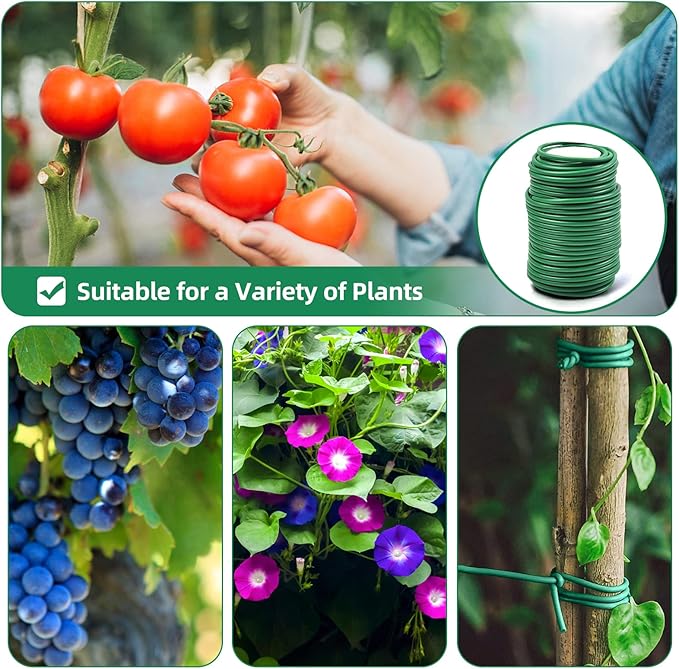 Decoroca Soft Plant Ties for Support - 65.6' Reusable Waterproof Plant Wire, Garden Twist, Office Organization and Decoration Binding（3pcs/Green）