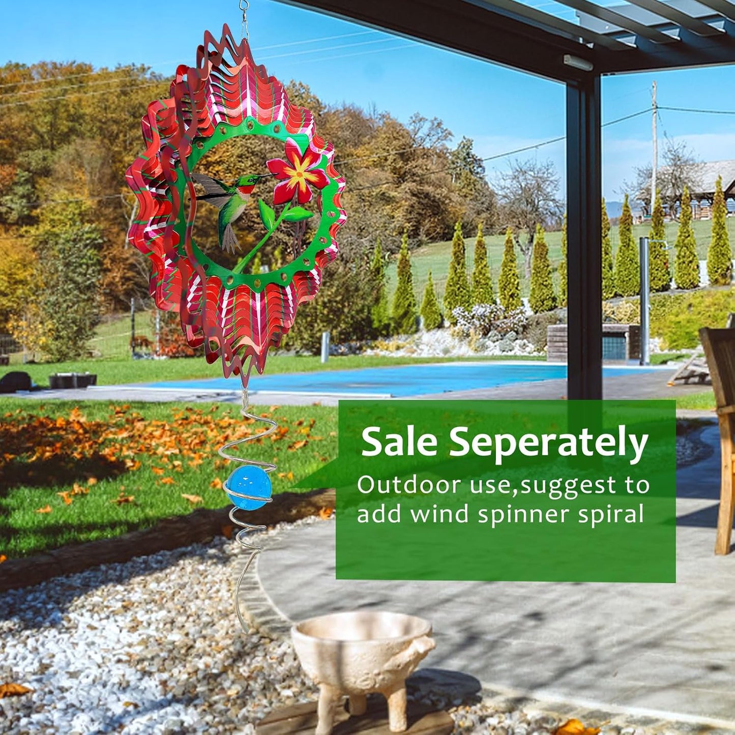 Goolyrusim Ruby-Throated Bird Wind Spinner, Hummingbird Wind Spinner for Yard and Garden, Hanging Wind Sculptures 3D Wind Catcher, Kinetic Metal Art Decorations Indoor/Outdoor Décor Ornament Gifts