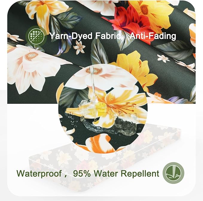 Porch Shield Outdoor Bench Cushion Cover – Waterproof Swing Cushion Cover for Patio Furniture Loveseat (Not Insert) Floral Black 48" W x 18" D x 3" H