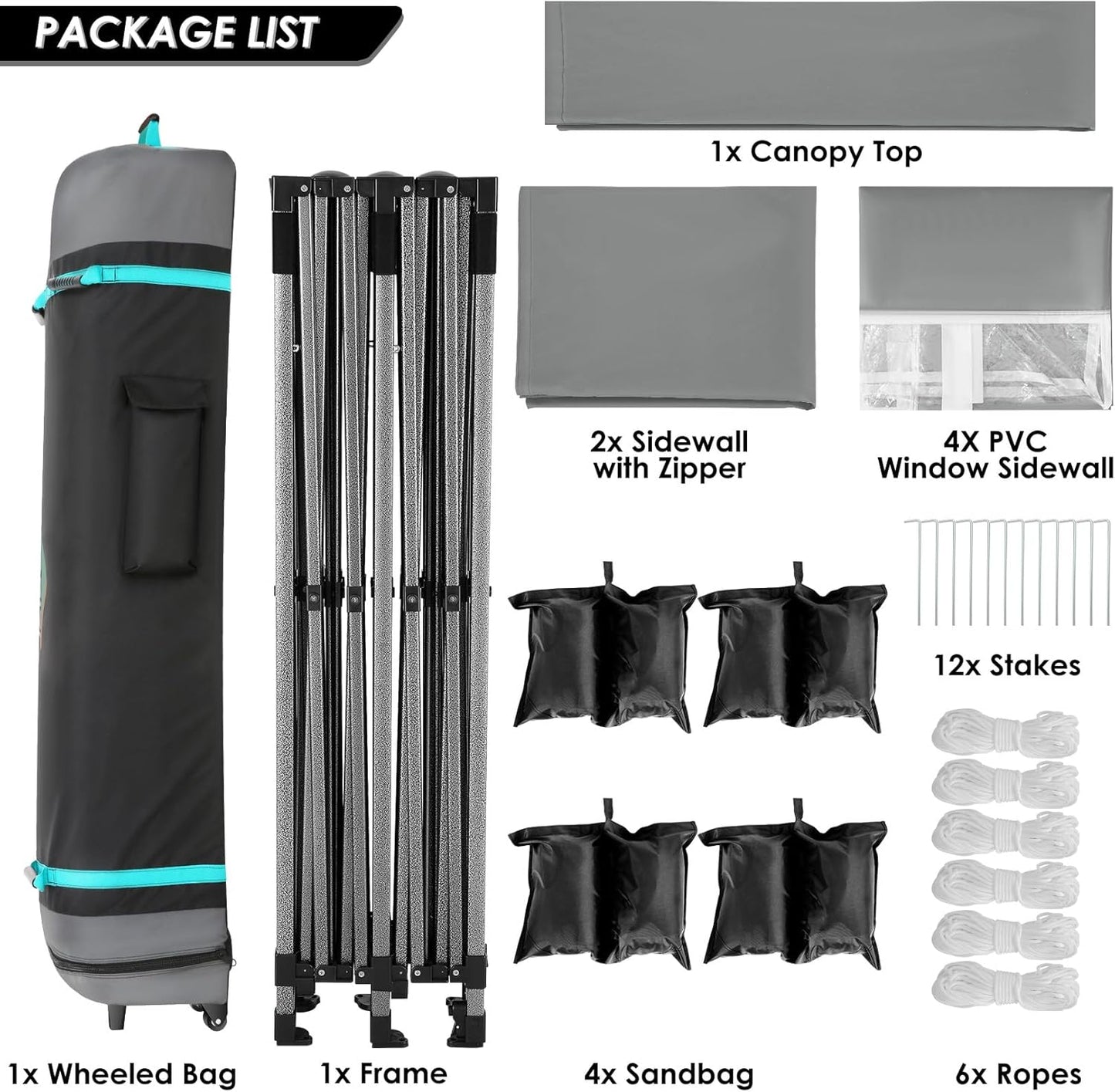 COBIZI 10x20 Canopy with Sidewalls, Heavy Duty Party Tent Pop up carpas para Fiestas, Tents for Parties, Wedding, Outdoor Ez up Foldable Portable Canopy Tent with Wheeled Bag, Grey(Windproof Upgrade)