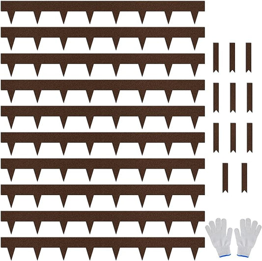 Worth Garden 33ft. Galvanized Steel Landscape Edging - 10-Pack 40" Metal Edging for Landscaping with 11 Stakes, Bronze Powder Coating Hammer-in Lawn Edging for Yard Pathway Divider