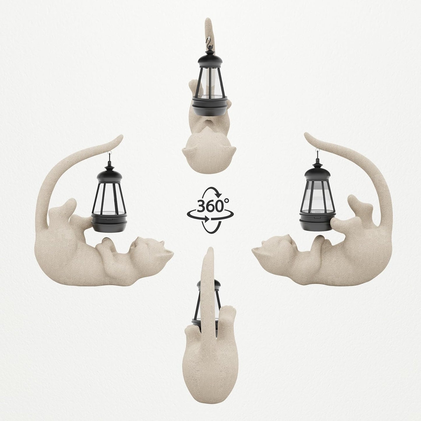 Solar Cat Garden Statue 10 Inch Porch Patio Decor for Outside Yard Decoration Outdoor Unique Housewarming Gardening Birthday Gifts for Cat Lovers Women Grandma