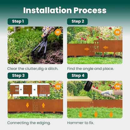 Corten Steel Edging Steel Landscaping Edging 40 Inch Strips 12 Inch Depth Garden Landscape Edging Metal Border Edge Rusted for Yard Lawn Outdoor Flower Plant 6 pcs by GZGNEEVL