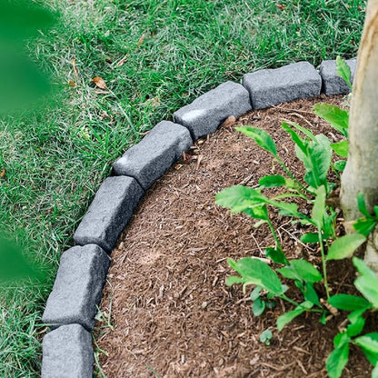 Beuta Landscape Edging | Garden Edging Border | Faux Stone Bricks for Lawn edging, Flower beds, Pathways & Yard Edging– 10 Packs | Each Section Has 6 Bricks 48"L x 4"W x 2.25"H | 30 Spikes |Greystone