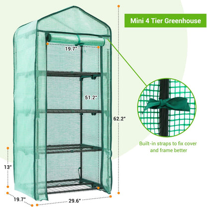 Ohuhu Mini Greenhouse for Indoor Outdoor, Small Plastic Plant Green House 4-Tier Rack Stand Portable Greenhouses with Durable PE Cover for Seedling, 2.5x1.6x5.2 FT, Ideal Gardening Gifts for Women Men